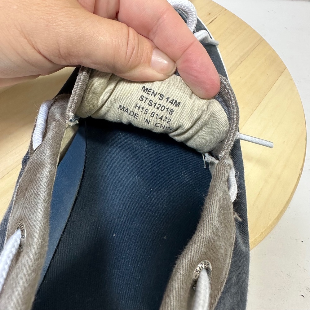 Sperry Top Sider Bahama Canvas Boat Shoe #0561333 Two Tone Oyster Blue Mens 14 - Picture 9 of 10